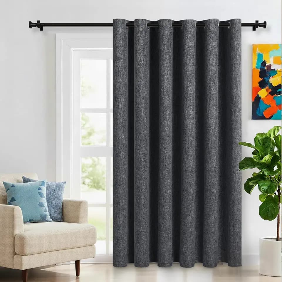 LORDTEX Linen Look Blackout Curtains for Bedroom Living Room Grommet Top
