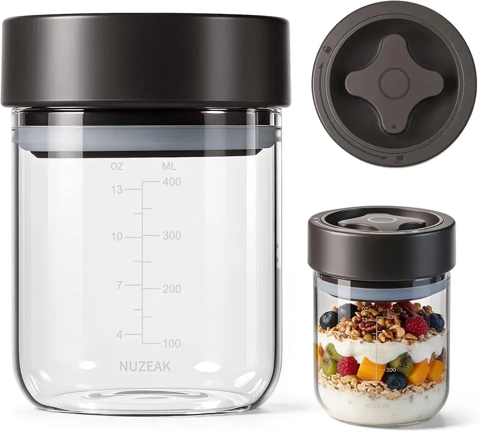 14 fl oz Airtight Twist-Seal Overnight Oats Containers with Lid