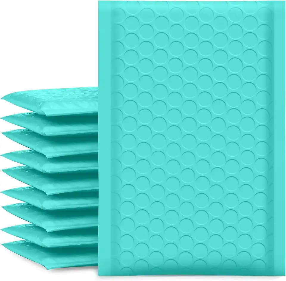 UCGOU Bubble Mailers 4x8" Teal 50 Pack Usable Size 4x7" Padded Envelopes