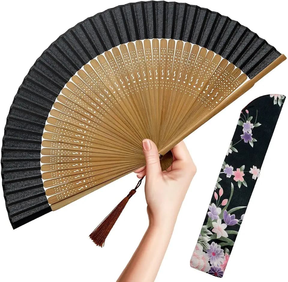 OMyTea Hand Fan Foldable for Women, Japanese Chinese Fan, Sexy Bamboo