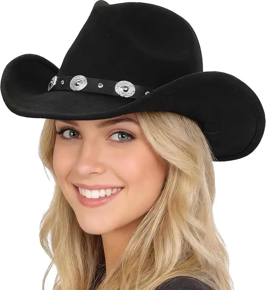 Western Outback Felt Cowboy Hat for Women Cowgirls Fedora Gus Hat Rodeo 22"-22.75" fit for M/L