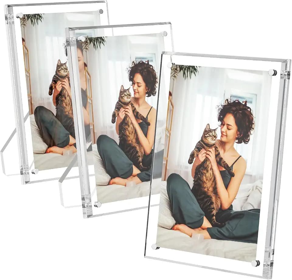 AITEE 8x10 Acrylic Picture Frame 3 Pack, Clear Lucite Frame with Stand