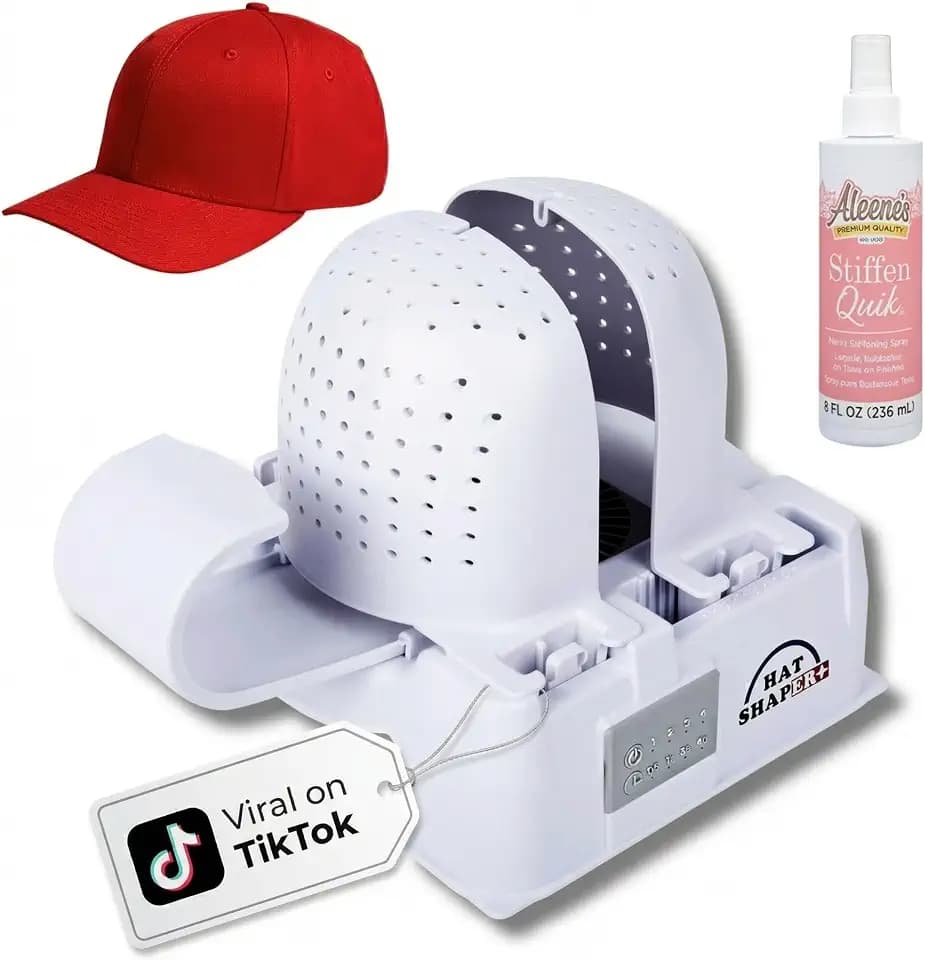 Danyco Adjustable Hat Shaper Machine with Stiffening Spray - Baseball Cap Shaper - Care Tool for Caps, Snapbacks, Fitted Hats - Fan Drying Tech for Shape Restoration & Preservation - Hat Gifts for Men