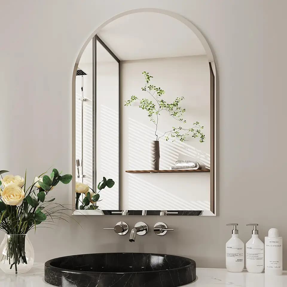 AUYHM Arched Wall Mirror,20x28 Small Mirror for Wall,Frameless Mirror,Bathroom Wall Mirror,Frameless Bathroom Mirrors for Over Sink,espejos para baños