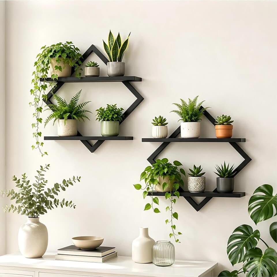 2 Pack Wall Planters for Indoor Plants, Black