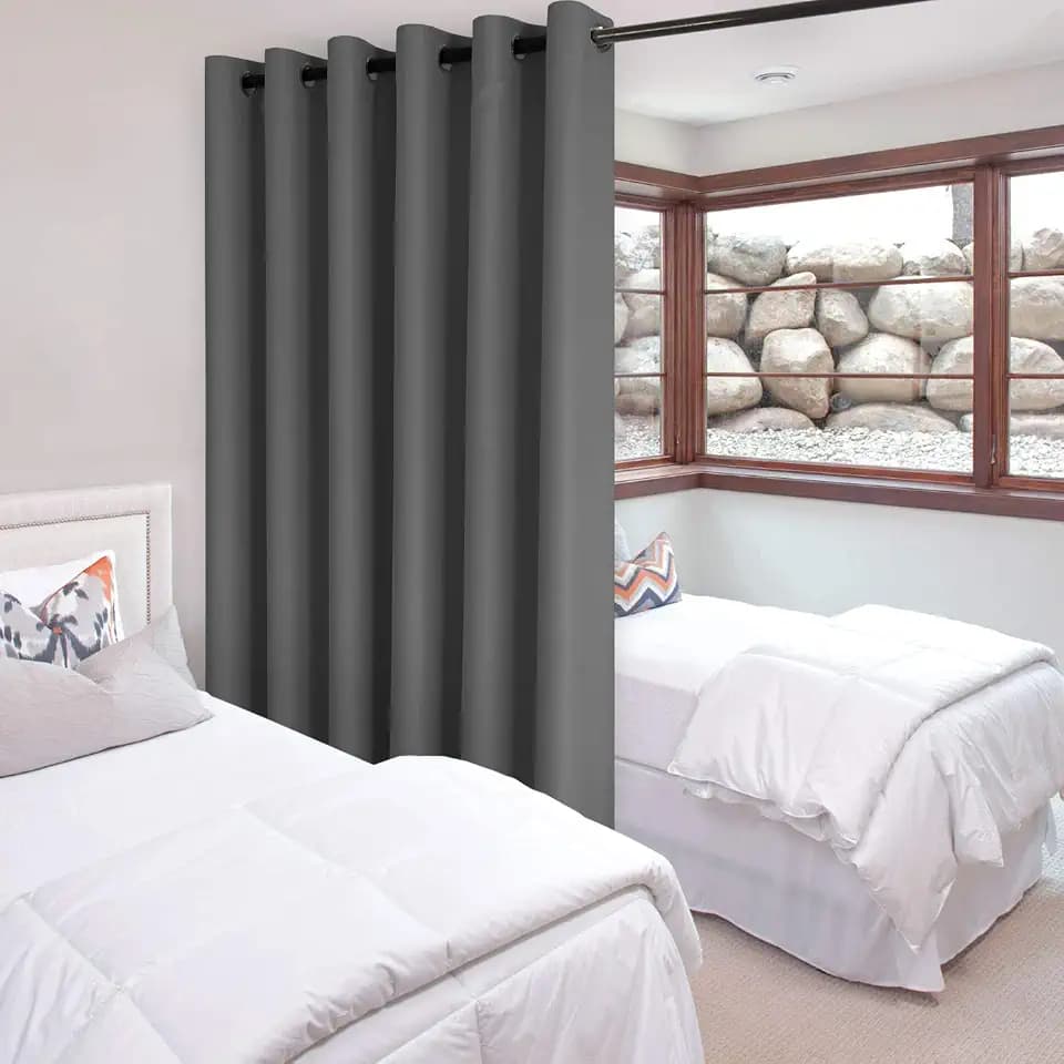 DWCN Total Privacy Room Divider Blackout Curtain - Thermal Curtains for Patio Door, Living Room, Bedroom Partition and Shared Office Space, 1 Grommet Curtain Panel, 8.3ft Wide x 8ft Tall,Dark Grey