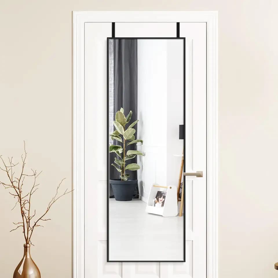 Alpen Black Over The Door Mirror, 47x14 Inches Full Body Mirror Full Length