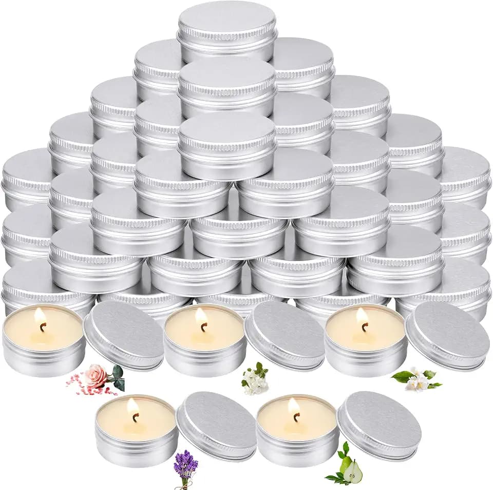MTLEE 50 Pcs 1 Oz Wedding Floral Scented Tin Candles Gift, 5 Scent