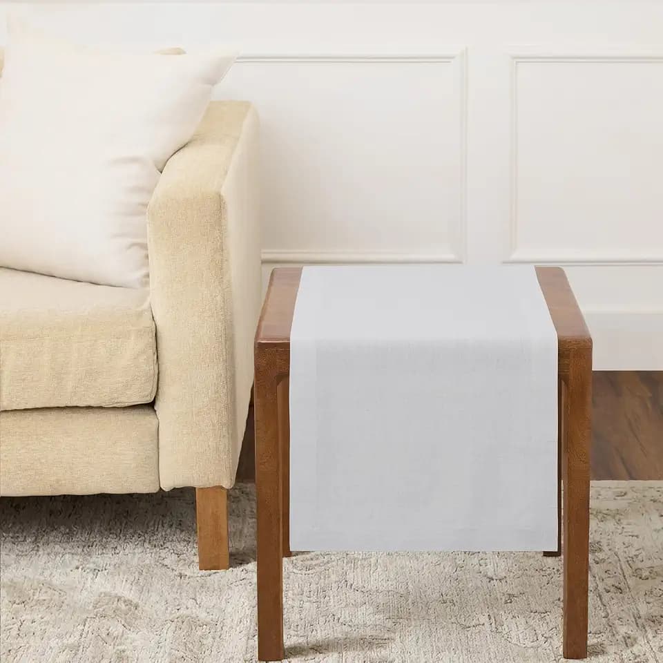 Solino Home 100% Linen Dining Table Runner Silver Cloud, Fete 14 x 36 in