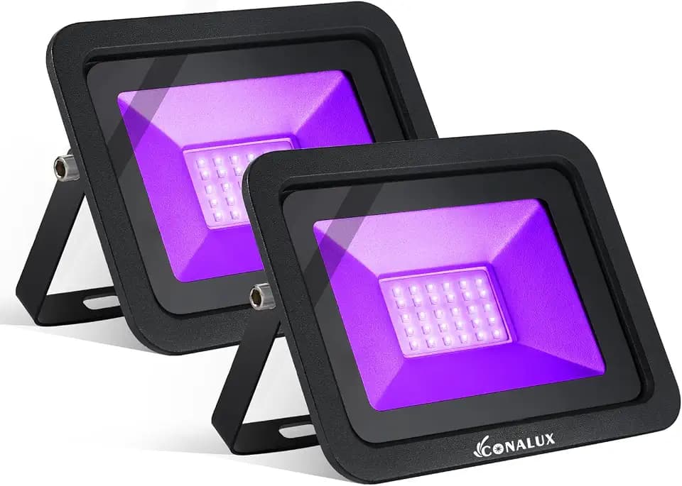 2 Pack 395nm 30W LED Black Light with Plug and Switch, 4.9ft Power Cord, IP66 Waterproof Blacklight is Used for Indoor or Outdoor Glow Party, Stage Lighting,Body Paint, Fluorescent Poster