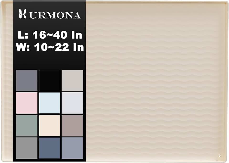 URMONA 34 x 22 in Waterproof Silicone Under Sink Mat, Cabinet Protector