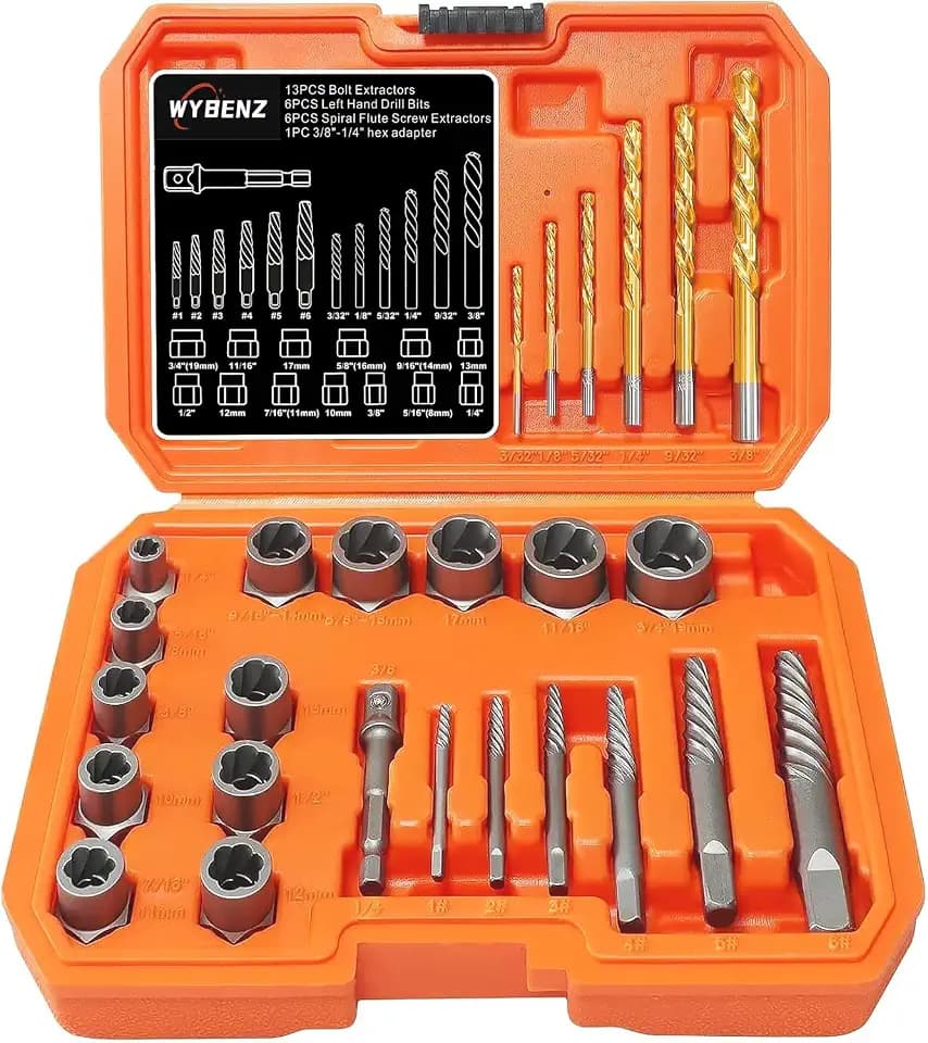26PCS Easy Out Screw Bolt Extractor Set and Left Hand Drill Bits Set