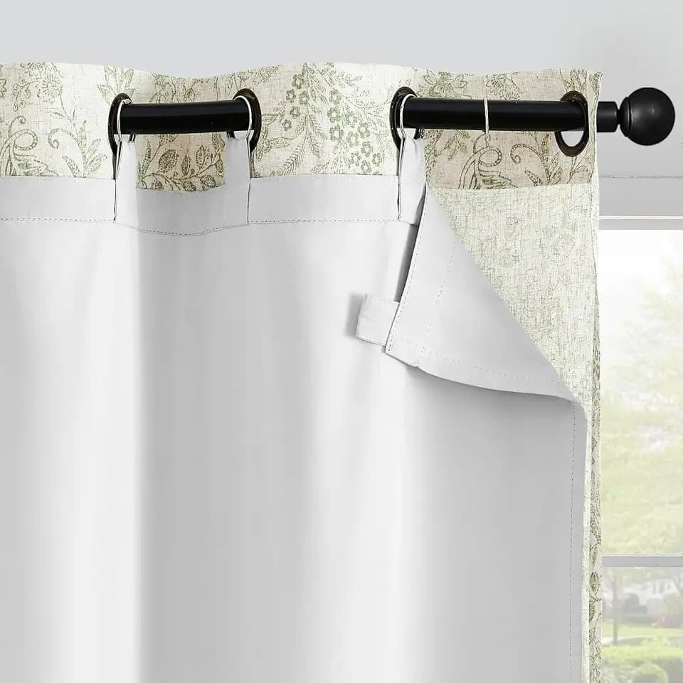 jinchan Off White Blackout Curtain Liners with Rings 84 Inch 2 Panels