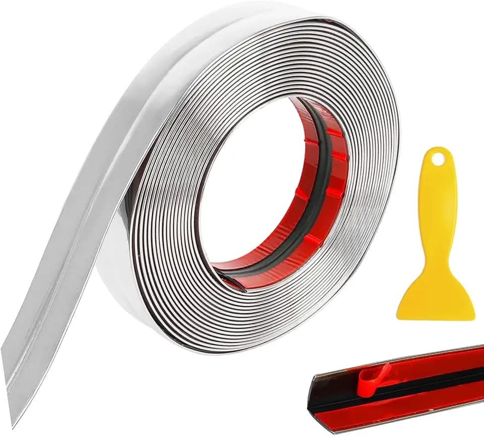 Zierleisten Selbstklebend 2cm×10m, Kantenschutz Selbstklebend Wasserdicht Flexible Winkelprofil Schneidbar Eckleiste für Türrahmen Fenster Schränke Tischkantenschutz, Silber