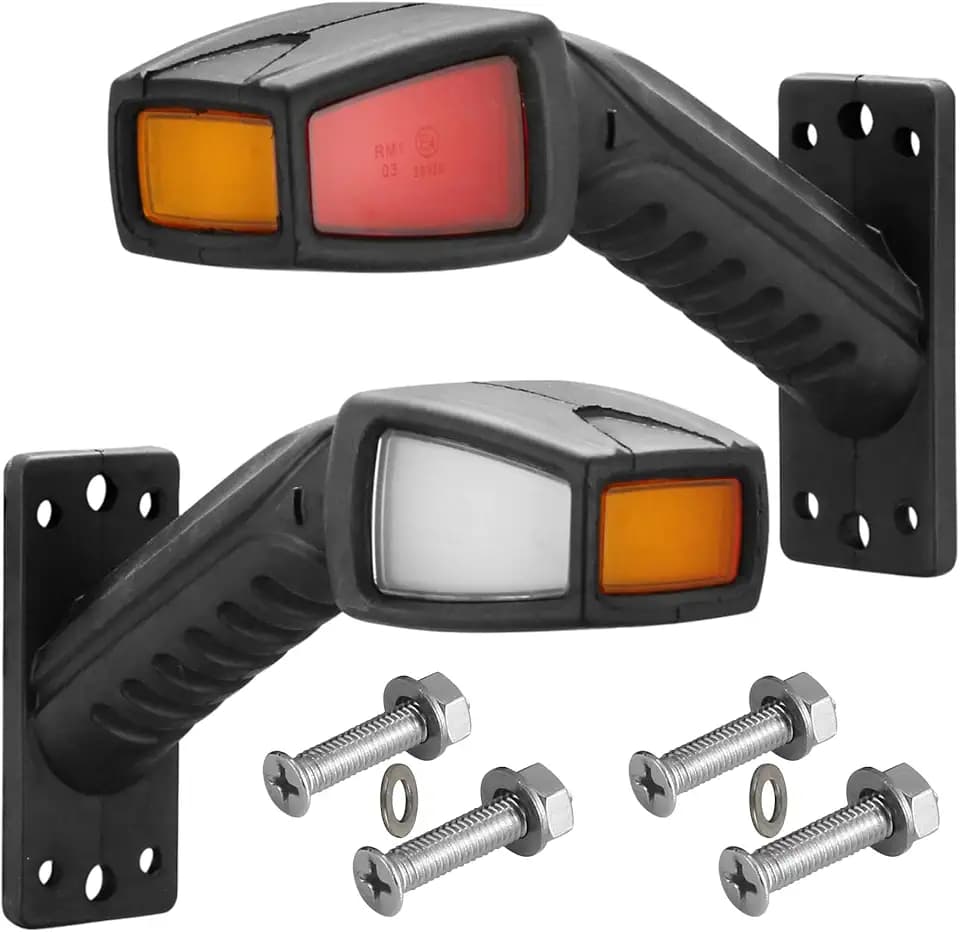 L & R Seitenmarkierungsleuchten LED Begrenzungsleuchten für Anhänger LKW Wohnwagen 12V 24V Gummi Positionsleuchten 173cm Beleuchtung Weiß Gelb Rot Wasserdicht ECE