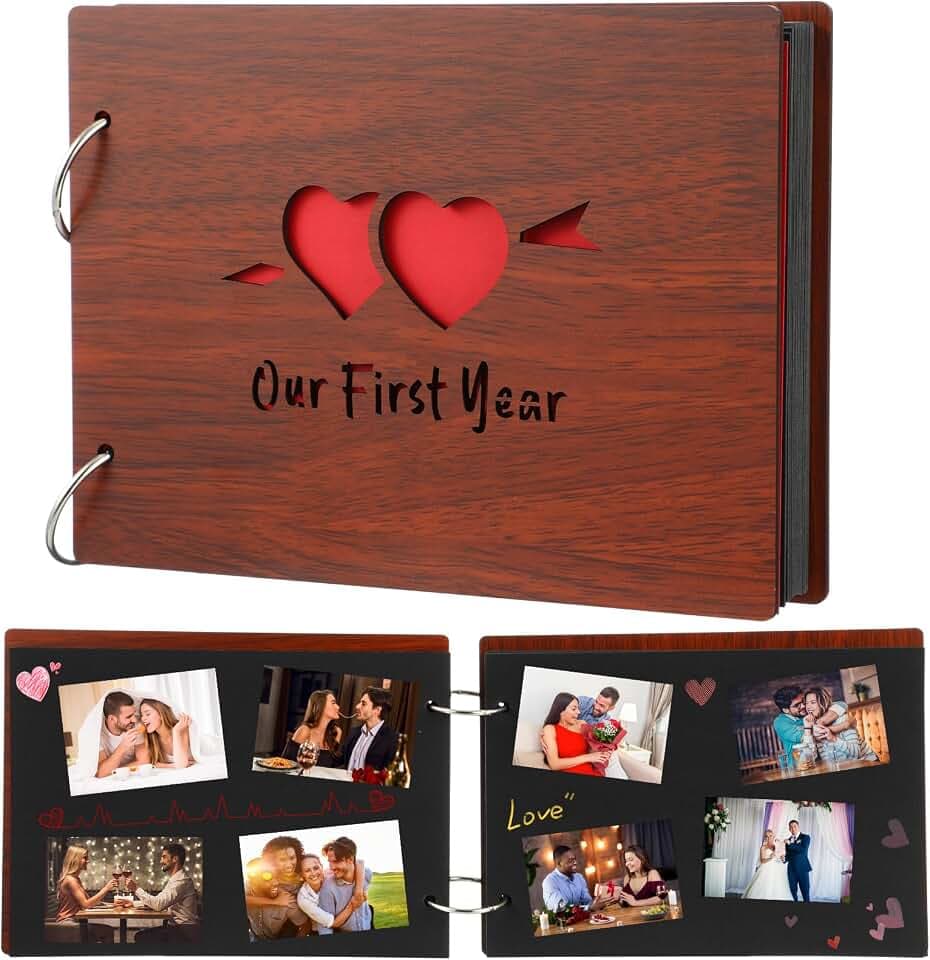 Cinnvoice One Year Anniversary Scrapbook Photo Album, Our First Year-red
