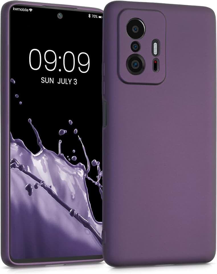 kwmobile Handyhülle für Xiaomi 11T / 11T Pro Hülle - Silikon Case metallisch schimmernd - Schutzhülle Cover - Metallic Brombeere