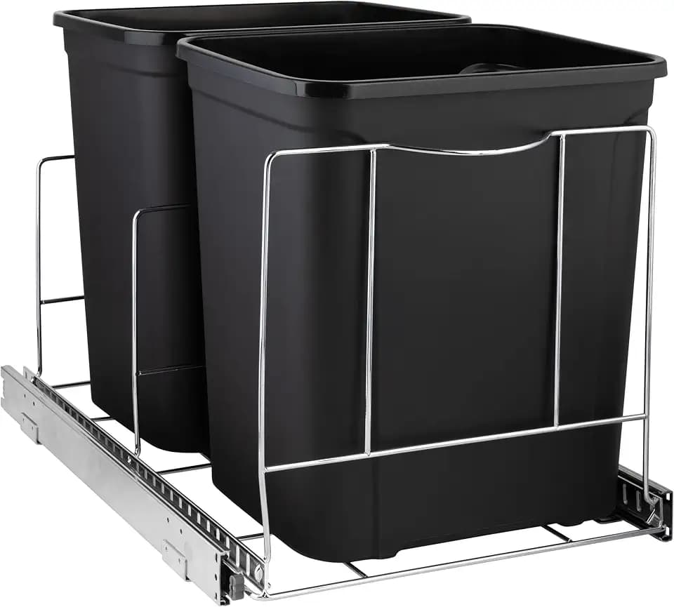 Pull Out Trash Can for Kitchen Cabinet, Double 9 Gallon / 36 Qt Bin Rack