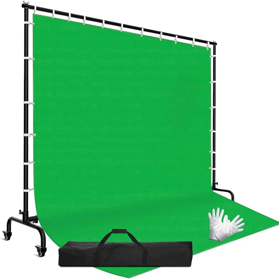 EMART Greenscreen mit 2,1 x 3m Foto Hintergrund Ständer und Rädern