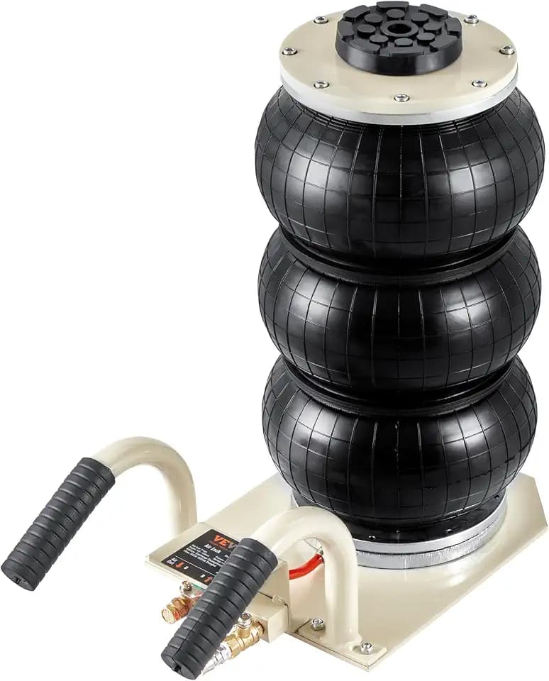 VEVOR Pneumatischer Tragbarer Wagenheber Triple Bag Air Jack 3 t, Dreifachbeutel-Luftheber 140-450 mm Hubhöhe Airbag-Luftwagenheber, 5 Minuten Hub Luftheber Wagenheber mit Kurzem Griff Weiß