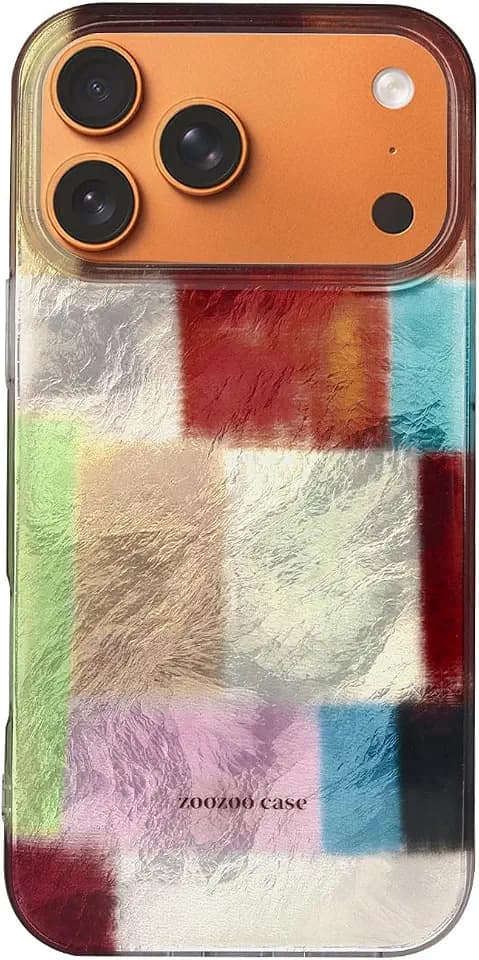 Reownest Handyhülle für iPhone 17 Pro Hülle, Cute Bunt Dopamin Kariert Muster Aesthetic Design mit Stoßfeste Kratzfeste Soft Case für Mädchen Frauen - Rotbraun
