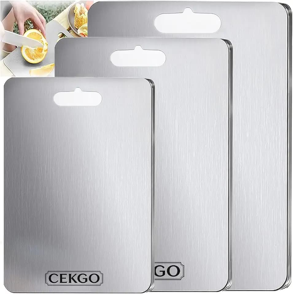 Titanium Cutting Board for Kitchen, Cutting Board Double Sided Food Grade,Dishwasher safe, Easy to Clean,Food-Grade Metal Meat Chopping Board Mat,Hygiene Durabl- M+L+XL