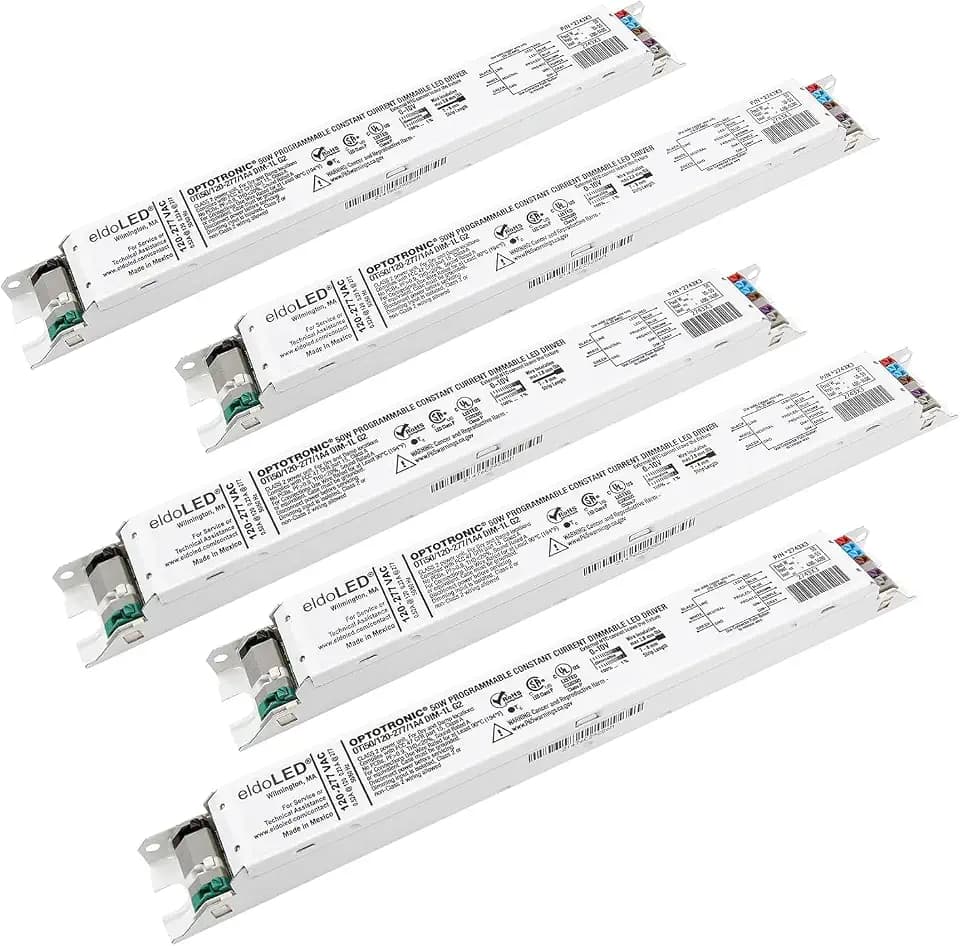 Pack of 5 - eldoLED *2743X3 OPTOTRONIC 50W Constant Current 0-10V Dimmable LED Driver, Programmable Linear OTi50/120-277/1A4 DIM-1L G2 (Osram 57452) …