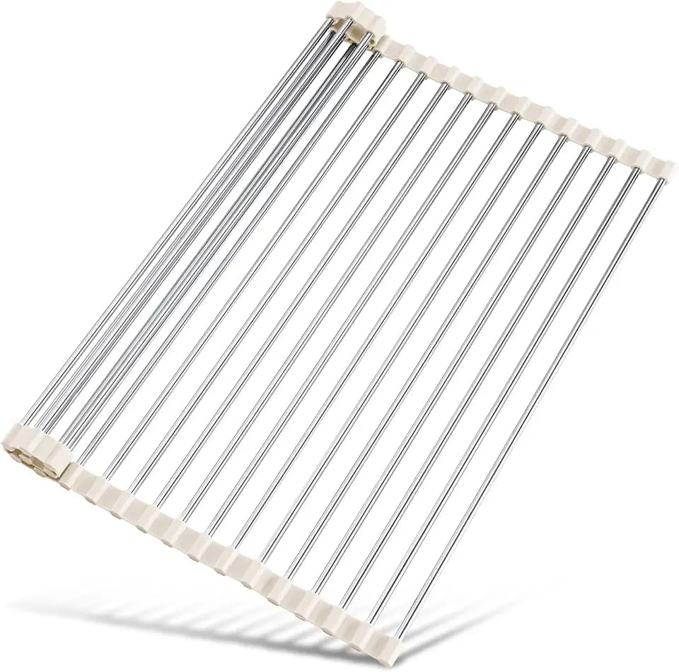 Tomorotec Roll Up Dish Drying Rack Over Sink, 304 Steel, 17.7x12.5, White