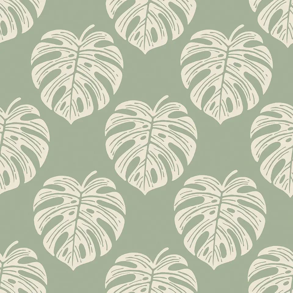 ICOOP Sage Green Palm Leaf Tropical Peel and Stick Wallpaper 17.5"x80"