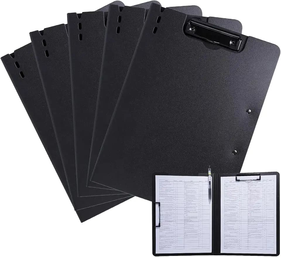 FRETONBA Clipboard Folder, 5 Pack A4 Foldable Black