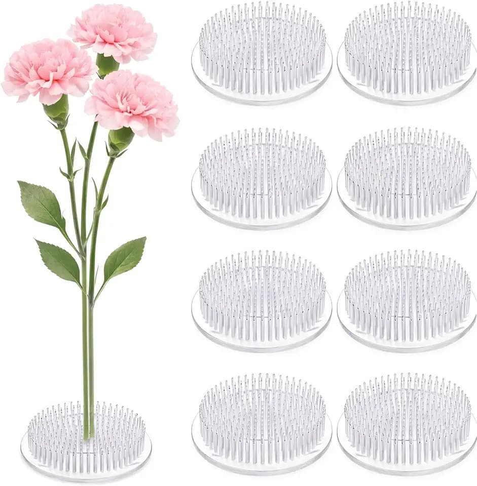 Waydress 8 Pcs 2.8 in Plastic Flower Frogs for Arrangements, Clear