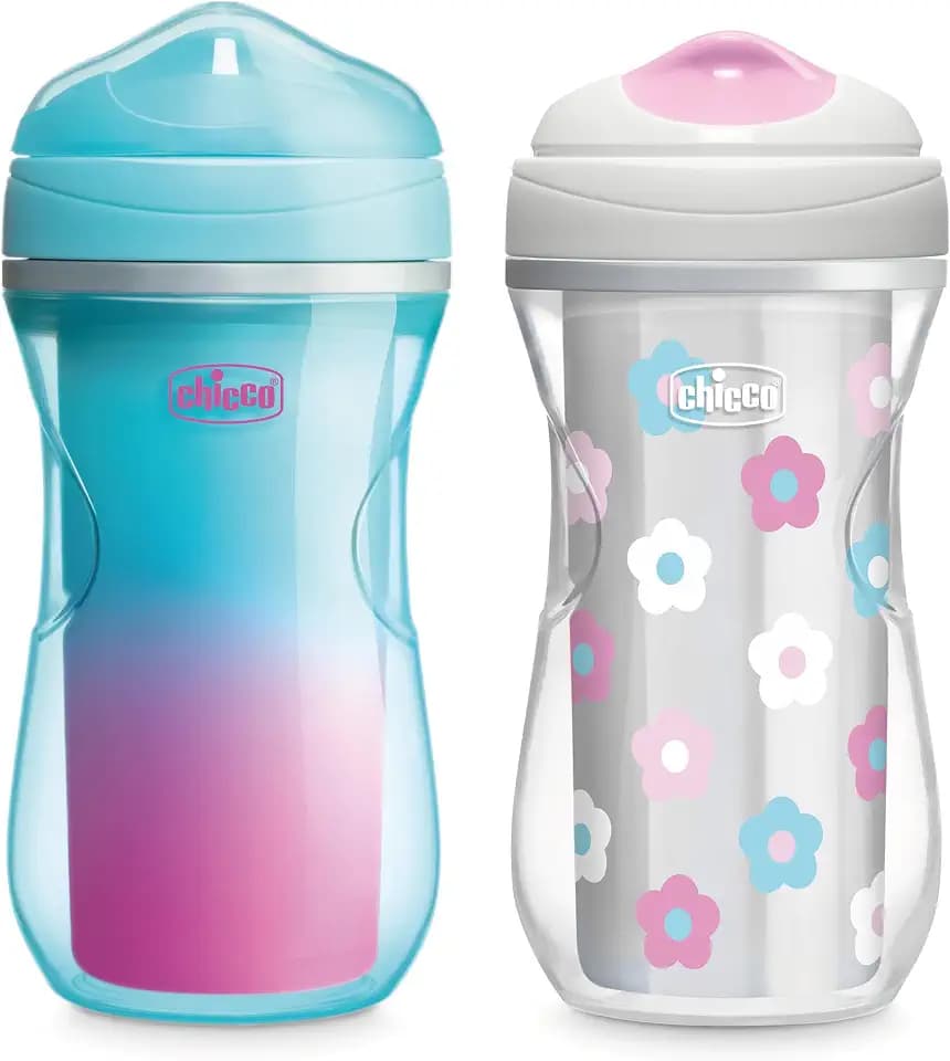Chicco Insulated Rim Spout Training Sippy Cup for Toddlers 12m+, 9oz 2-Pk