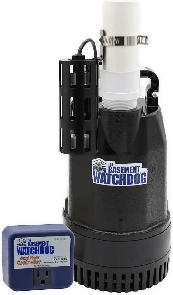The Basement Watchdog Cast-Iron ½ HP Submersible Sump Pump w/Copper-Wound PSC Motor for Narrow Pits - 4,400 GPH - Caged Dual Float Switch (SIT-50D)