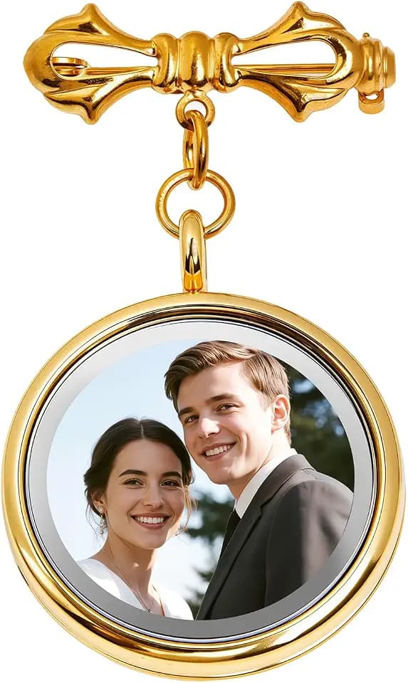Wedding Bouquet Photo Charms, Bridal bridegroom Charm DIY Pin Brooch Making Kit Bouquet Picture Charm for Wedding Memory Friend Graduation Gift