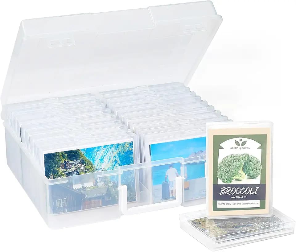 Lifewit Fotobox Aufbewahrungsbox mit 20 innere Fotohalter aus Kunststoff