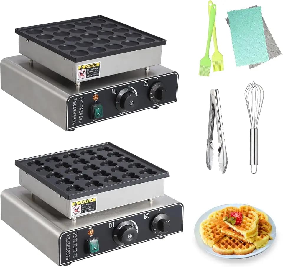 GarveeTech mini pancake maker Round single hole round 1.8 in/4.5 cm +heart shaped 1.6 in x1.6 in x0.4 in Muffin Maker Machine - Efficient Pancake Production, Fast Heating, User-Friendly Operation