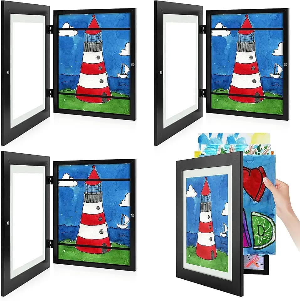 4 Pack 8.5x11 Front-Opening Kids Artwork Frames Changeable (Black)