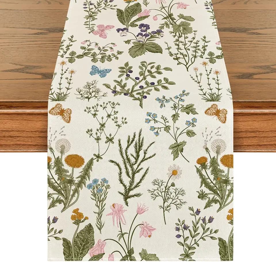 Artoid Mode Wildflowers Floral Spring Table Runner Home Decor 13x108 Inch