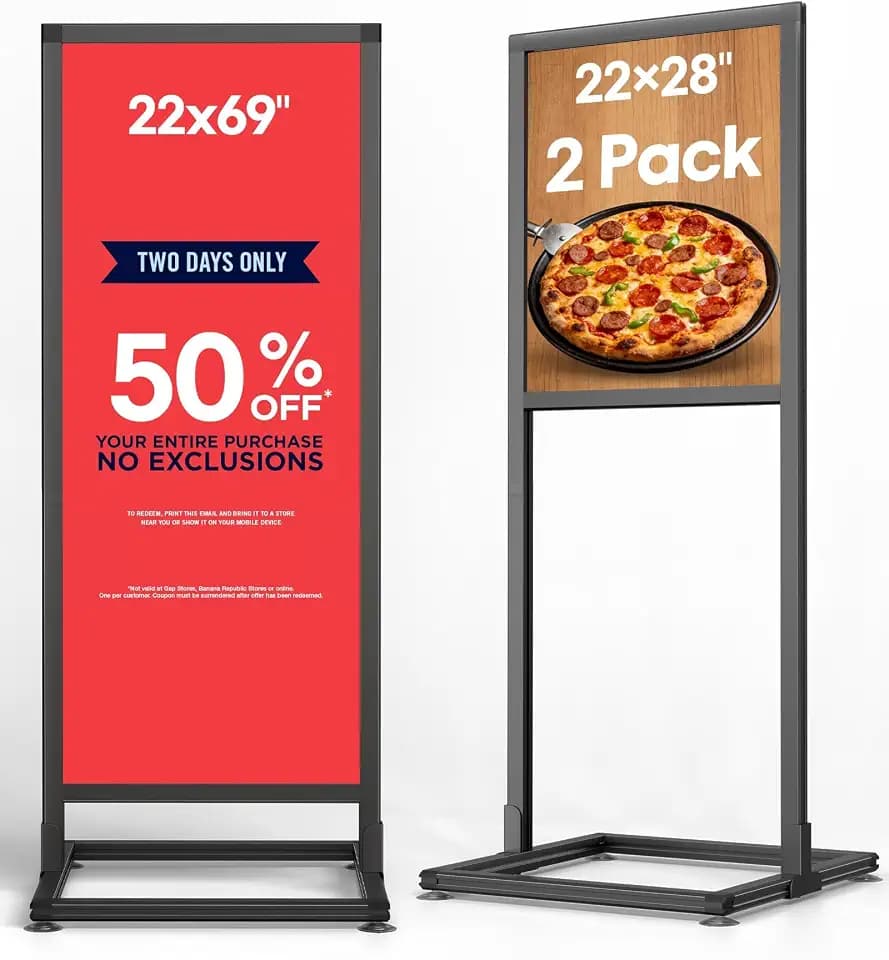 GUOHONG 2Pack Sign Holder Floor Stand, 2-In-1 Dual Size Poster Stand