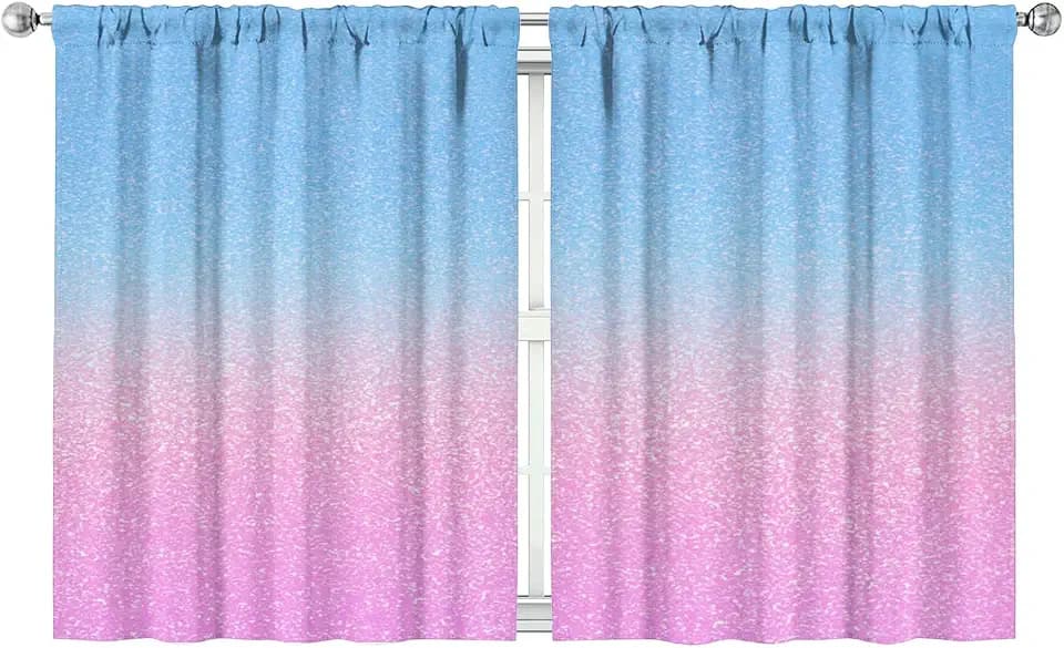 Cartoon Kid Curtains for Kids Room Blue Curtains Kids Room Cartoon Curtains for Boys Girls Bedroom Kids Room Decor Gifts for Cute Kid Curtains 42" W x 63" L -2 Piece Set
