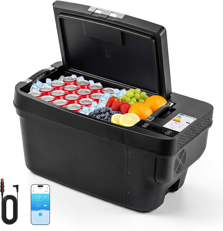 VEVOR 12 Volt Refrigerator, 37 QT/ 35L Car Fridge for Tesla Model Y, Portable Electric Freezer Compressor with APP Control, 12V/24V DC, -8℉ to 50℉