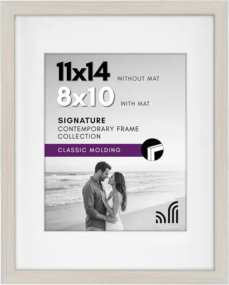 Americanflat 11x14 Picture Frame - Matted to 8x10 - Light Wood