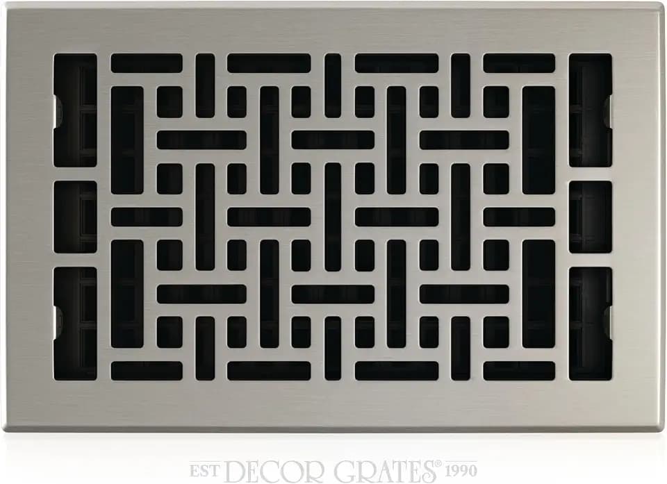 Decor Grates AJH610-NKL Oriental Floor Register, 6-Inch by 10-Inch, Brushed Nickel