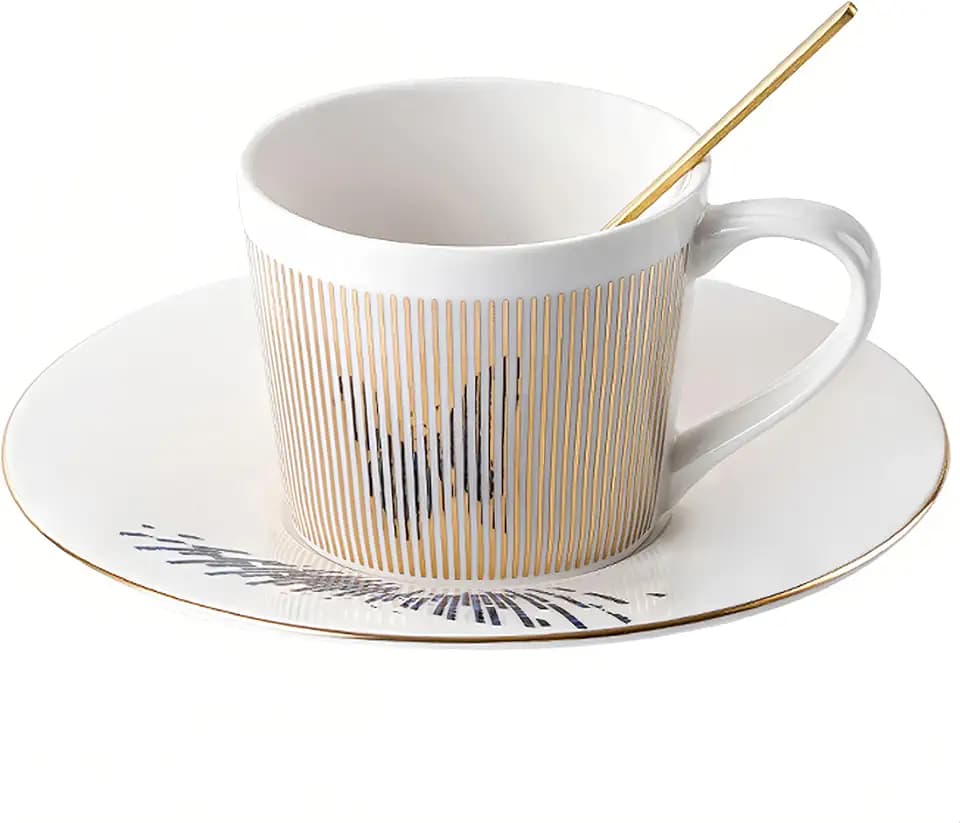 Coffee Cup and Saucer Sets 8.45oz Unique Dynamic Mirage Reflection Tea Cup Luxury Porcelain Mirror Ceramic Mug Gifts for Cappuccino Espresso 250ml Butterfly