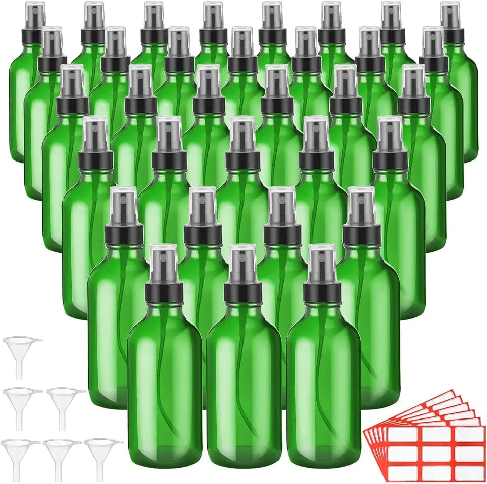 Fumete 36 Pcs 4oz Glass Spray Bottles Fine Mist, Green, Classic
