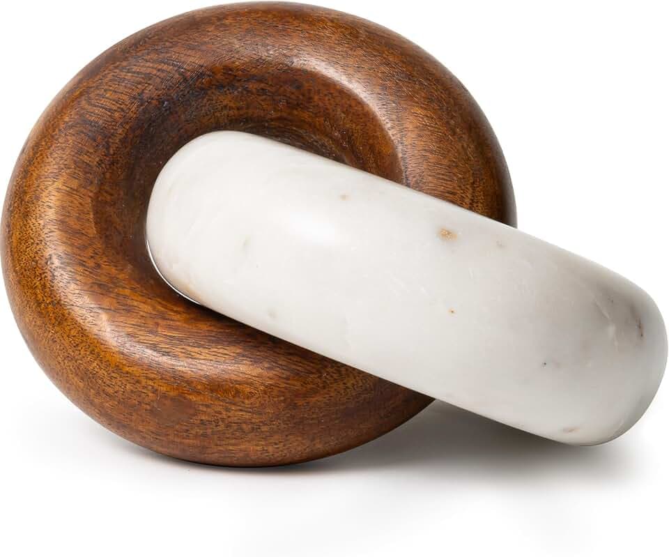 Cork & Mill Marble and Wood Decorative Knot for Shelf or Table Decor