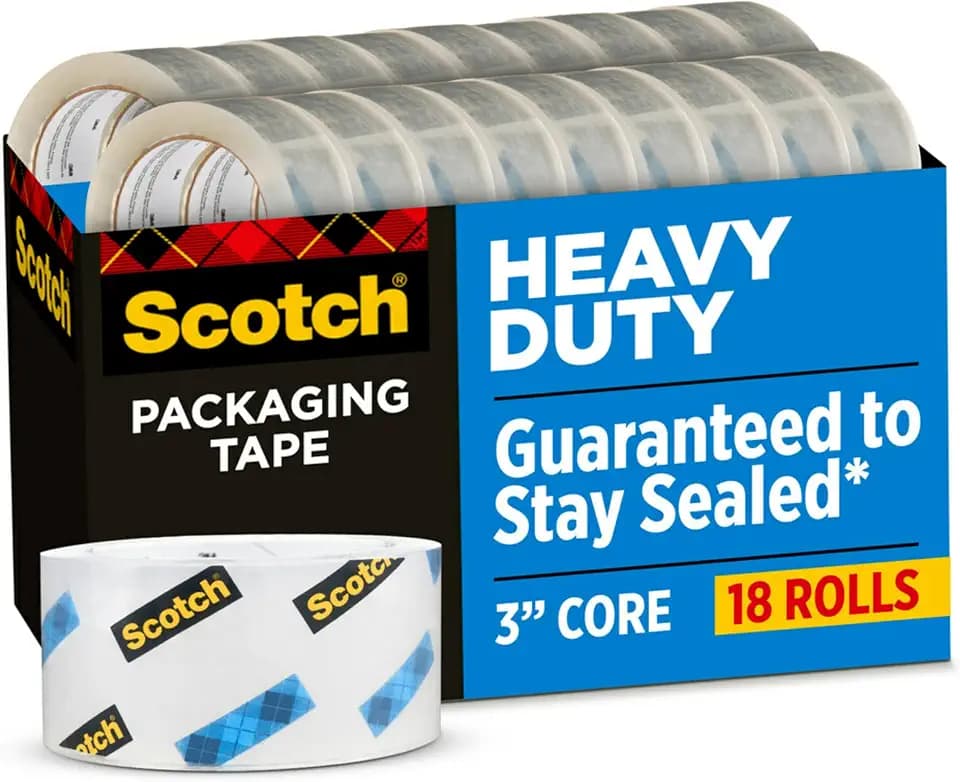 Scotch Heavy Duty Packing Tape Refill, 1.88 in x 54.6 yd, 18 Rolls