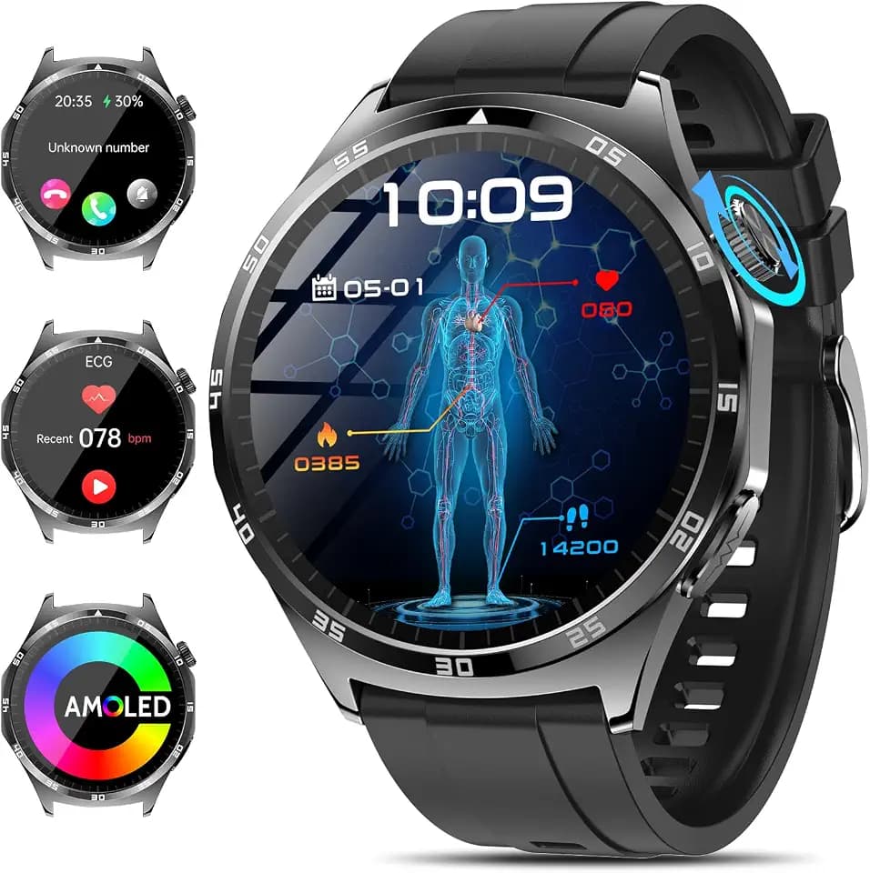 2026 Neu Smartwatch Herren mit EKG/Blutdruck/Schlaf/BMI/Emotion/Stimmung