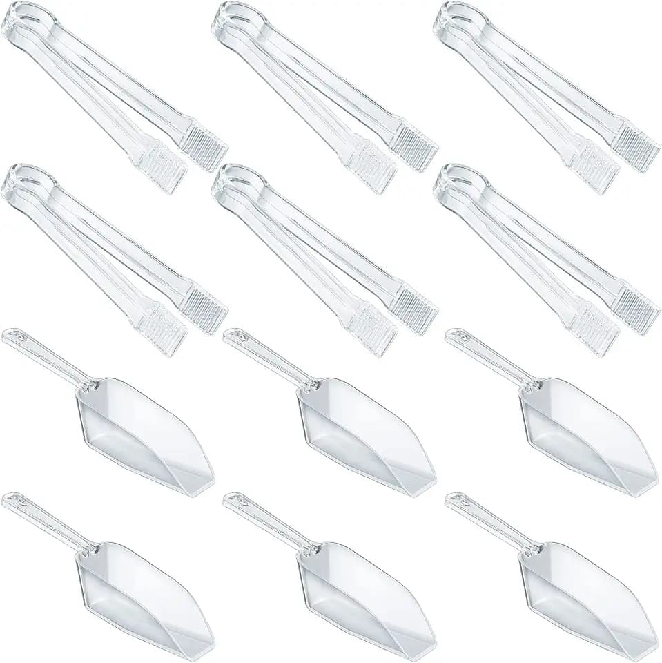 Roshtia 12 Pcs Plastic Mini Candy Buffet Scoops and Serving Tongs Set