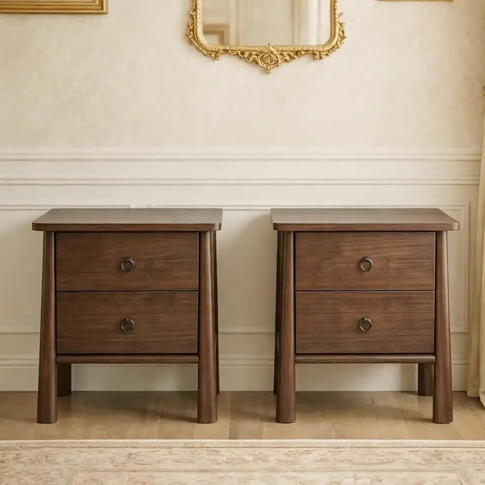 Christopher Knight Home Otis Mid Century Modern Nightstands Set Of 2, Wooden Small Night Stands with Drawers, Bedside Table/End Table for Bedroom, Multipurpose Storage Cabinet with Rounded Legs, Brown